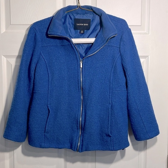 Lands End Women's Blue Wool Blend Jacket - Size 14 Petite - Picture 1 of 8